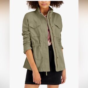 Style & Co. Olive Utility Jacket with Drawstring Waist